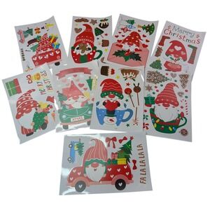 Blueple Christmas Gnome Holiday Window Mirror Stickers Reusable Festive Decor
